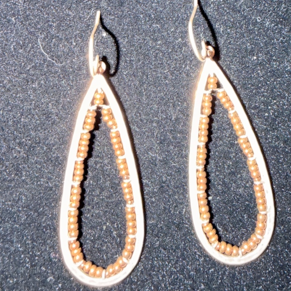 Elegant Silver and Brown Teardrop Earrings